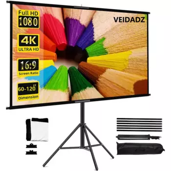 Экран для проектора VEIDADZ складной, 60-120 дюймов, 16:9 дюймов, с сумкой