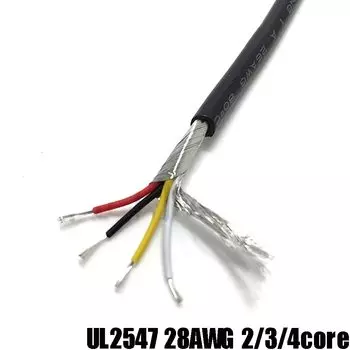 Экранированный сигнальный кабель Sincelian UL2547 28AWG черный 2/3/4 жильный 2 метра