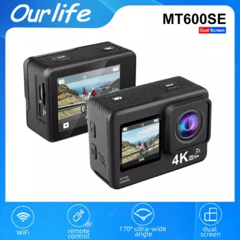 Экшн-камера MT600 с двойным экраном SE 4K, 30 м, водонепроницаемая, Wi-Fi, HD, спортивная камера, мотоциклетный велосипедный шлем, антивибрационная видеокамера
