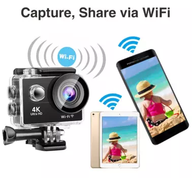 Экшн-камера с поддержкой Wi-Fi, 4K, 60 кадров/с