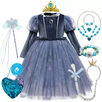 Эльза, осенне-зимняя одежда с длинными рукавами для девочек, платье принцессы для косплея для малышей, детский карнавальный костюм Снежной королевы на Хэллоуин