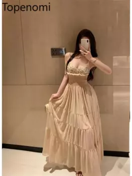 Элегантное банкетное вечернее платье Topenomi с открытой спиной, женское сексуальное платье с V-образным вырезом и поясом, а-силуэт, свадебное платье без рукавов, роскошное длинное платье