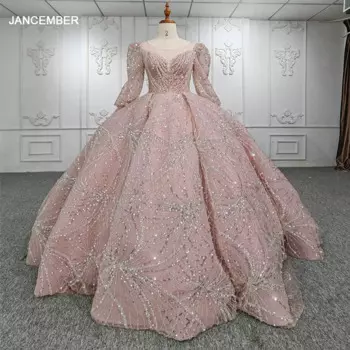 Элегантное Длинное цельнокроеное платье; Бальное платье из органзы с круглым вырезом и длинными рукавами; Вечерние платья с бусинами; DY5660 Vestidos De Fiesta