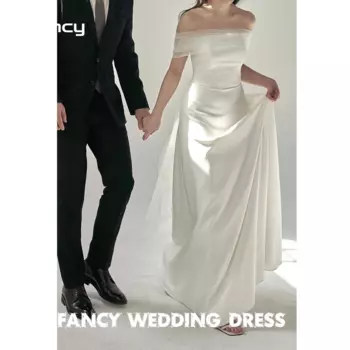 Элегантное корейское свадебное платье с открытыми плечами, ТРАПЕЦИЕВИДНОЕ ПЛАТЬЕ до пола для фотосъемки, платье для выпускного вечера, вечерние платья с коротким рукавом