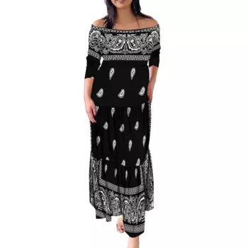 Элегантное многослойное лоскутное длинное платье на одно плечо, женское платье с коротким рукавом и принтом банданы