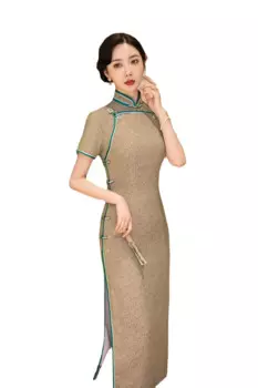 Элегантное платье-Ципао, женское модное пикантное высококачественное жаккардовое платье высокого качества