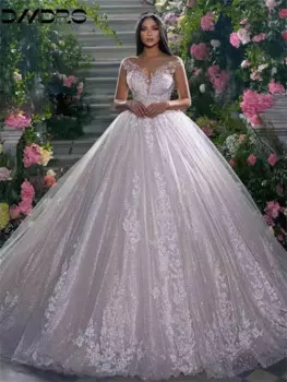 Элегантное свадебное платье трапециевидной формы, романтическое свадебное платье с кружевной аппликацией, очаровательное свадебное платье из тюля, Vestidos De Novia по индивидуальному заказу