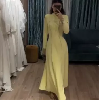 Элегантное вечернее платье зеленой русалки, модное вечернее платье с высоким воротником, расшитое бисером и бриллиантами 2024, винтажное вечернее платье с длинными рукавами leven require18)