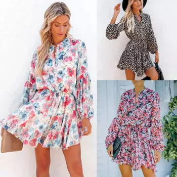 Элегантное женское длинное платье с цветочным узором, осень 2024, новый стиль, клетчатое платье миди с длинными рукавами и принтом