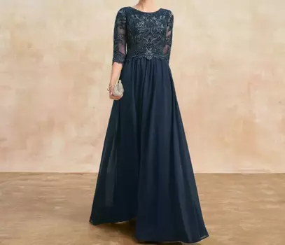Элегантные Новые шифоновые платья для гостей 2024, свадебные платья темно-синего цвета для матери невесты, женские свадебные платья с коротким рукавом