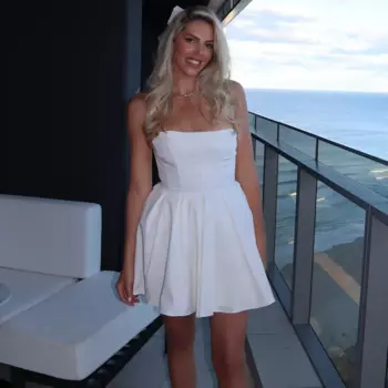 Элегантные облегающие платья олигай без бретелек, новинка 2024, белое мини-платье-корсет, сексуальное повседневное праздничное расклешенное платье