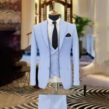 Элегантные однотонные мужские костюмы с пиковыми лацканами, модный смокинг для свадебной вечеринки, деловые тонкие повседневные костюмы (куртка + жилет + брюки)