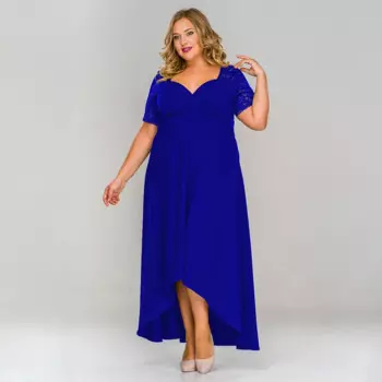 Элегантные платья для матери невесты для свадьбы, ярко-синие женские платья, асимметричное кружевное вечернее платье с коротким рукавом