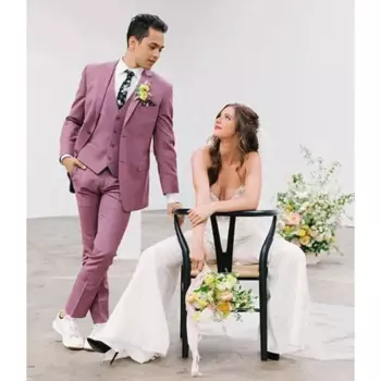 Элегантные свадебные мужские костюмы из трех предметов, однобортный костюм с лацканами, облегающая мужская одежда, роскошная куртка, брюки, жилет, костюм Homme