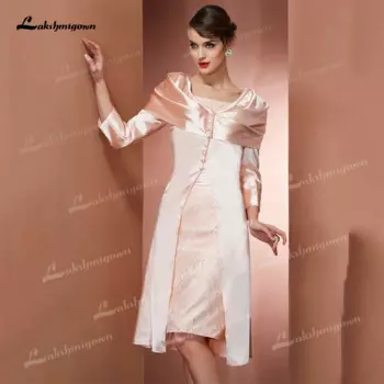 Элегантные женские платья принцессы для матери невесты, кружевные атласные платья с коротким рукавом, вечерние платья