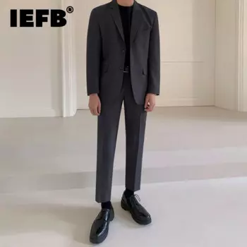 Элегантный Блейзер IEFB, повседневный костюм, мужской осенний Новый корейский стиль, свободный облегающий деловой костюм, пальто, деловые прямые брюки 9C1649