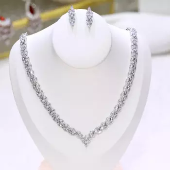 Элегантный Комплект украшений из ожерелья и серег с кубическим цирконием, аксессуары для женской свадебной вечеринки