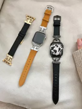 Элегантный кожаный ремешок с металлическим соединением для iWatch 49 мм 40 мм 41 мм 45 мм, женский ремешок для Apple Watch серии 8 7 3 2 4 5 6 SE 1