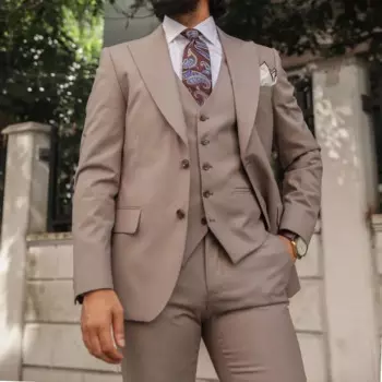 Элегантный мужской костюм с пиковыми лацканами, умный повседневный приталенный пиджак, деловой высококачественный комплект из трех предметов на заказ, куртка, брюки, жилет, костюм Homme