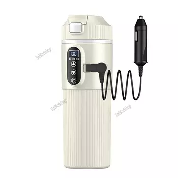 Электрическая Автомобильная нагревательная Чашка 500 мл кружка из нержавеющей стали с подогревом зимний термос чашка для воды с регулятором температуры и дисплеем