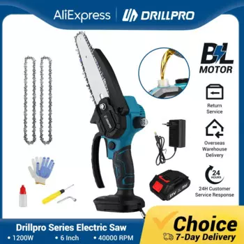Электрическая цепная пила Drillpro, 3500 Вт, 6 дюймов, 40000 об/мин, беспроводная цепная пила с аккумулятором, электроинструменты для аккумулятора Makita