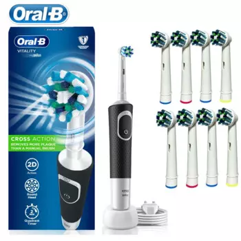 Электрическая перезаряжаемая зубная щетка Oral B Vitality 100, перекрестное действие, Чистка для взрослых, таймер, водонепроницаемая зубная щетка с питанием от Braun