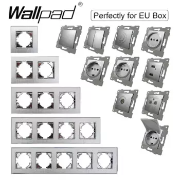 Wallpad серебристая электрическая розетка с USB