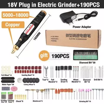 Электрическая шлифовальная машинка, мини-дрель, вращающиеся инструменты, шлифовальный станок 18000 об/мин, USB гравировальная ручка с сверлами, ручные инструменты с наконечниками 100 шт.