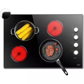 Электрическая варочная панель 30 дюймов, ручка управления, встроенная излучающая верхняя часть электрической плиты с 4 конфорками, электрическая плита 30 дюймов, варочная панель