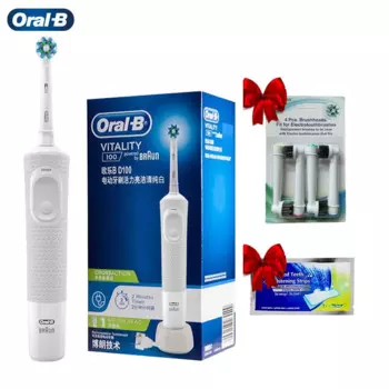 Электрическая зубная щетка Oral B D100 2D Vitality вращающаяся зубная щетка 2 минуты таймер 7600 об/мин Водонепроницаемая с 4 подарочными насадками 50 А