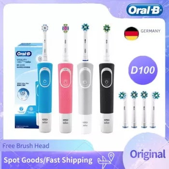 Электрическая зубная щетка Oral B D100 2D Vitality, 7600 об/мин, глубокое очищение и отбеливание зубов