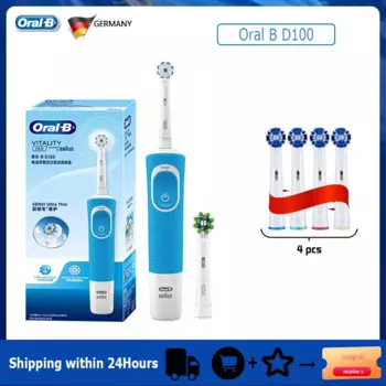 Электрическая зубная щетка Oral B D100 для взрослых, перезаряжаемая Водонепроницаемая зубная щетка с 2D поворотом и таймером 2 минуты, для перекрестного действия