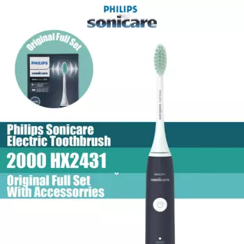 Электрическая зубная щетка Philips Sonicare 2000 серии HX2431/06, звуковая зубная щетка для взрослых, черная, белая