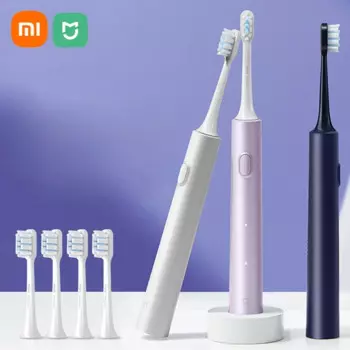 Электрическая звуковая зубная щетка XIAOMI MIJIA T302 с зарядкой от USB, перезаряжаемая для взрослых, водонепроницаемая умная отбеливающая зубная щетка, Набор насадок