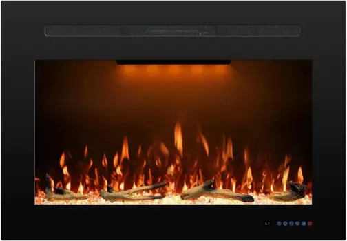 Электрические каминные пластины мощностью 40 дюймов с 3 пламенными и верхним светлым цветом, встраиваемый каминный обогреватель с термостатом, 750/1500 Вт,