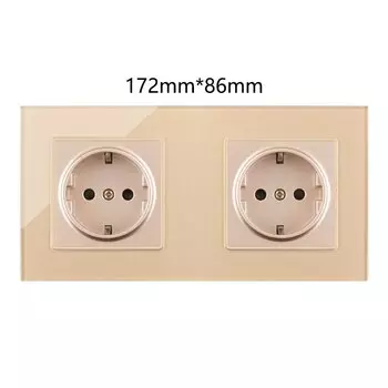Электрические розетки Rewnssin, золотая стеклянная панель, евро, USB, одинарная/двойная/тройная/четырехконтактная