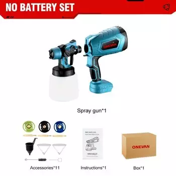 Электрический беспроводной пистолет-распылитель 1000 мл, распылитель краски, автомебель, стальное покрытие, аэрограф, 3 насадки, совместимые с батареей 21 В