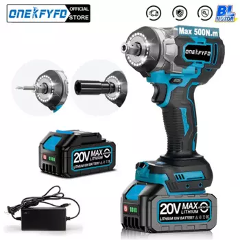 Бесщёточный аккумуляторный ударный гайковерт ONEKFYFD 500 Нм