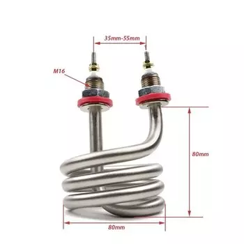 Электрический дистиллятор воды, нагревательный элемент 220 В, 2,5 кВт, спиральный погружной нагреватель из нержавеющей стали, труба