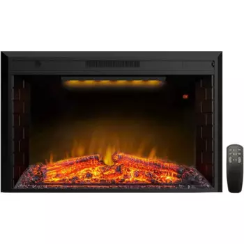 Электрический камин, 43 дюйма, вставка для электрического камина с защитой от перегрева, пульт дистанционного управления, 750/1500 Вт, черный
