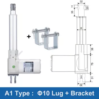 Электрический линейный привод, 12 В, 40 мм/с, скорость 500N, нагрузка 80 кг, 300 мм, 600 мм, 800 мм