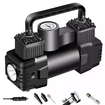 Электрический насос для шин с манометром, 12 В, 150psi, автоматический надувной насос с двойным цилиндром, для тяжелых условий эксплуатации