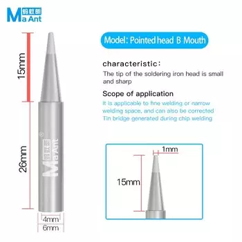 Электрический паяльник MAANT ANT936, головка с заостренным носком, подкова, постоянная температура, универсальные сменные наконечники для пайки с нагревательным сердечником