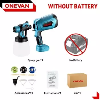Электрический пистолет-распылитель 1000 мл, беспроводной распылитель краски HVLP, автомобильная мебель, стальное покрытие, аэрограф для батареи 21 В 18 В