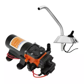 Электрический самовсасывающий кухонный смеситель, автоматический кран с поворотом на 360 градусов, 12 В, нержавеющая сталь, для лодок, автофургонов, автодома