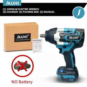 Электрический ударный гайковерт JAUHI синего цвета 1800 Нм 1/2 дюйма для аккумулятора Makita 18 В