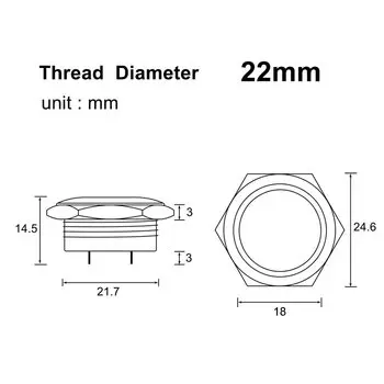 12/16/19/22/25/30 мм электрический водонепроницаемый светодиодный светильник с мгновенным коротким мини-кнопочным переключателем, переключатели давления 220 В 12 В 3-6 В