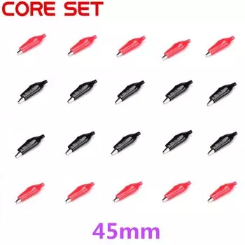 Электрический зажим типа крокодил, 20 шт./лот, 45 мм, металлический зажим типа крокодил для тестирования, черный и красный, с пластиковым чехлом