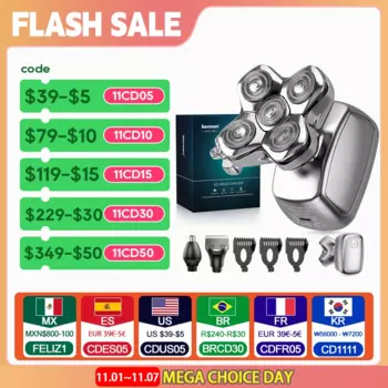 Электробритва для мужчин 5 в 1, с плавающей головкой