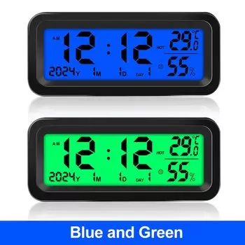 Электронные автомобильные часы на солнечной энергии, термометр даты и недели, светящийся дисплей влажности, автомобильные цифровые часы с подсветкой